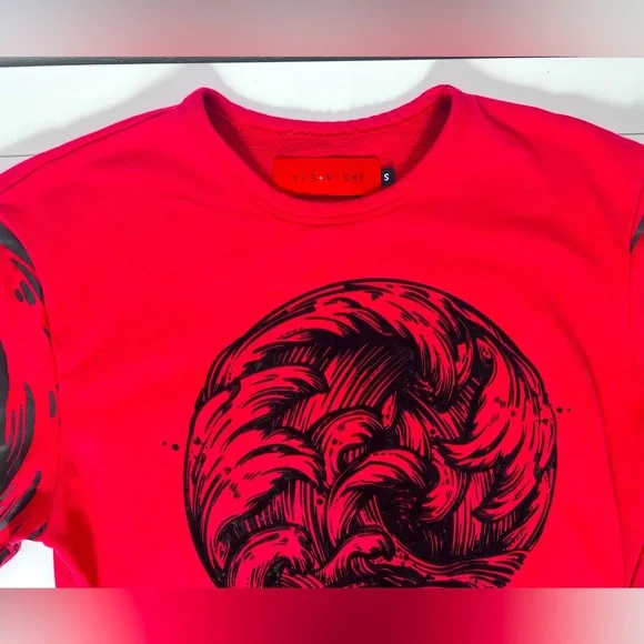 Vie Riche Men’s Red Long Sleeve Celtic Wave Sweat Shirt Size Small Rare